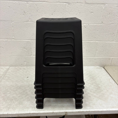 6-Pack Plastic Stools 16.9 Inch Black Nesting Stools Portable Backless, READ