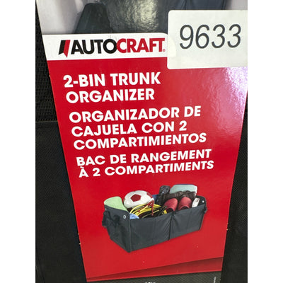 AutoCraft 2-Bin Trunk Organizer, Black Durable Oxford, Universal, Foldable AC710
