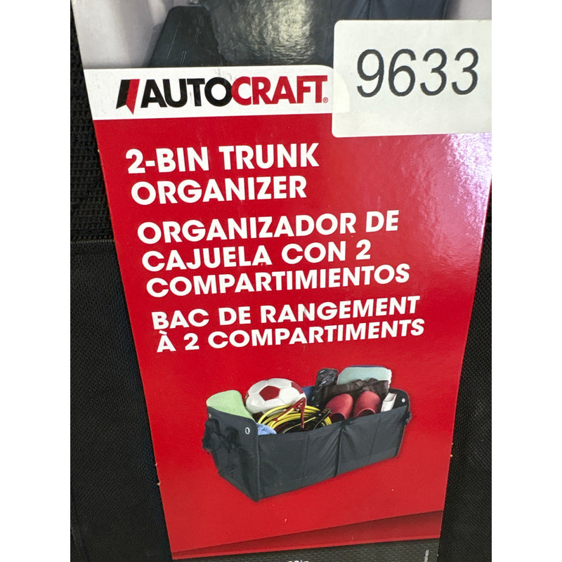 AutoCraft 2-Bin Trunk Organizer, Black Durable Oxford, Universal, Foldable AC710
