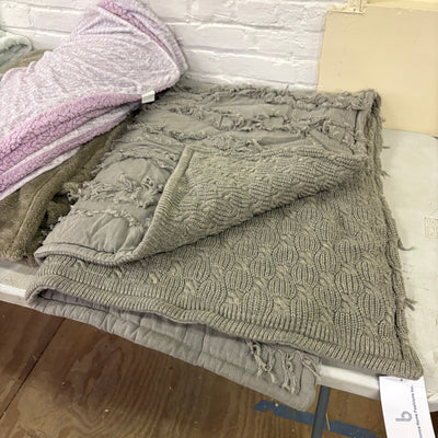 LOT-of-5 Throw Blankets, Warm Cozy Soft Plush, Reversible, Purple & Green