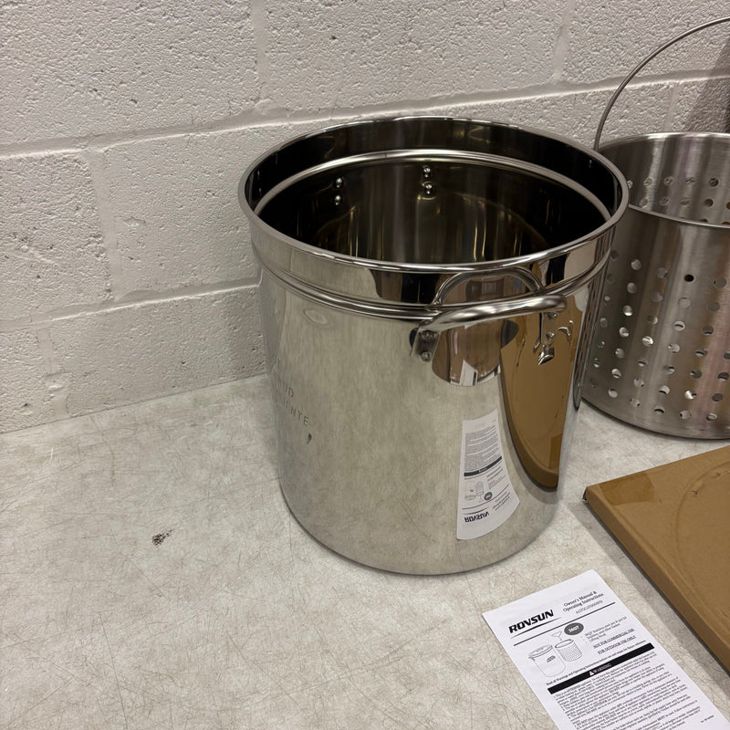 ROVSUN 36 QT Stainless Steel Stock Pot with Steamer Basket & Lifting Hook