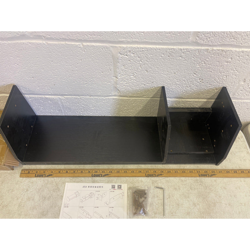 Wooden Desk Office Shelving Unit, 27" x  8" Organizer, Black Wood Finish