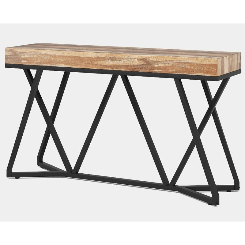 Tribesigns Farmhouse Console Table 55" Wooden Sofa & Entryway Table, Brown Black