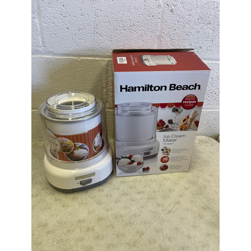 Hamilton Beach Electric Automatic Ice Cream Maker, Frozen Yogurt 1.5 Quart White