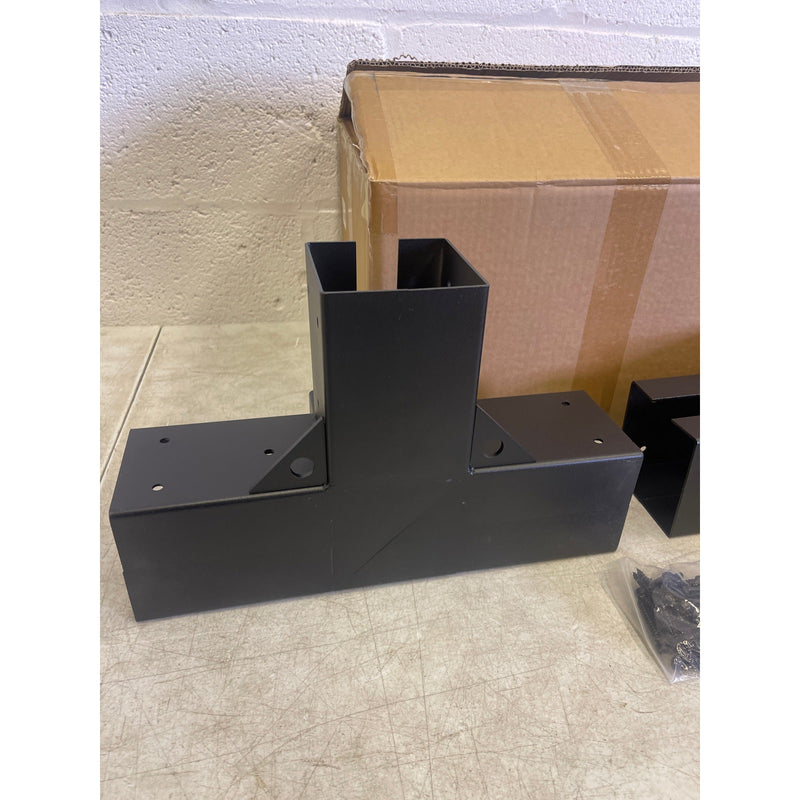 SET-of-2 4"x4" Post Base Steel 4 Way Large Right Angle Corner Base Bracket Post