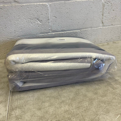 Outdoor Area Rug 5x8ft Horizontal Striped Large Patio Mat, Blue White Gray Lines