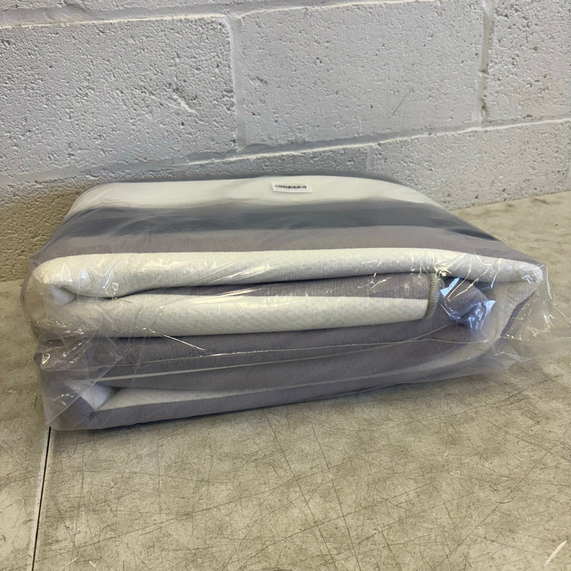 Outdoor Area Rug 5x8ft Horizontal Striped Large Patio Mat, Blue White Gray Lines