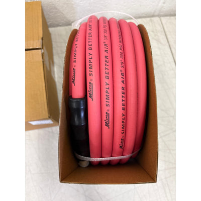 Milton Industries 3/8"x50' Rubber Air Hose, Ultra Lightweight 300 Max PSI - Red