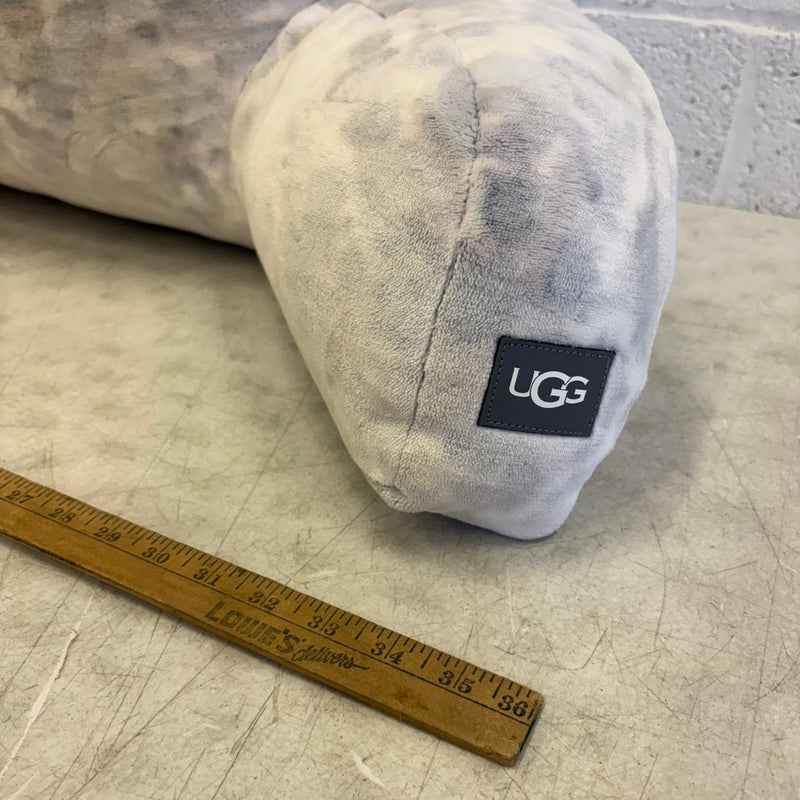 UGG Plush Backrest Pillow, 36"Wx17"H Reading Pillow White w Faded Cheetah Design