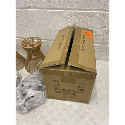 Hummingbird Woven Pendant Light, 7”Hanging Lamp Adjustable Pack of 3 - Tan