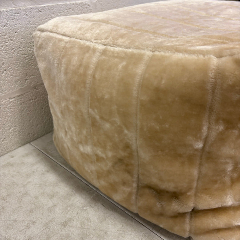 Soft Plush Pouf Ottoman Chair, 22"W x 22"L x 13"H, Living Room - Tan Box Design