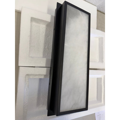 Doraimi Natural Alabaster Wall Sconce,16" x 6" LED Light Fixture - Black