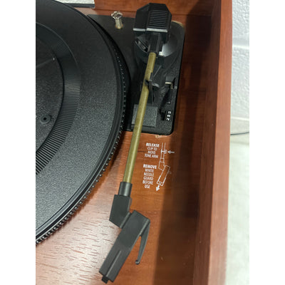 Victrola Lawrence 4-in-1 Bluetooth Record Player, Radio, Turntable, Wood Finish