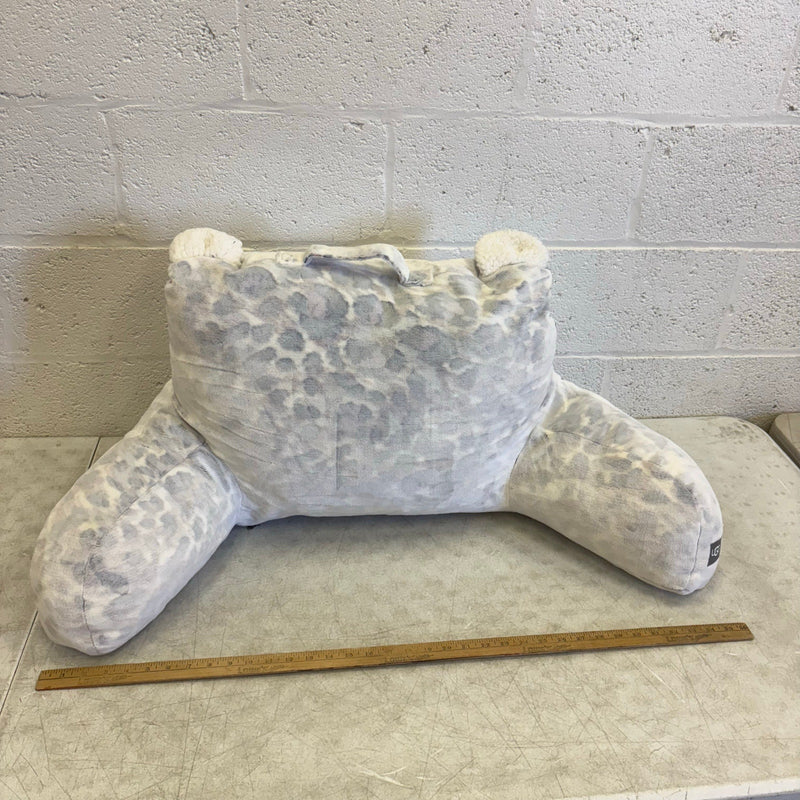 UGG Plush Backrest Pillow, 36"Wx17"H Reading Pillow White w Faded Cheetah Design