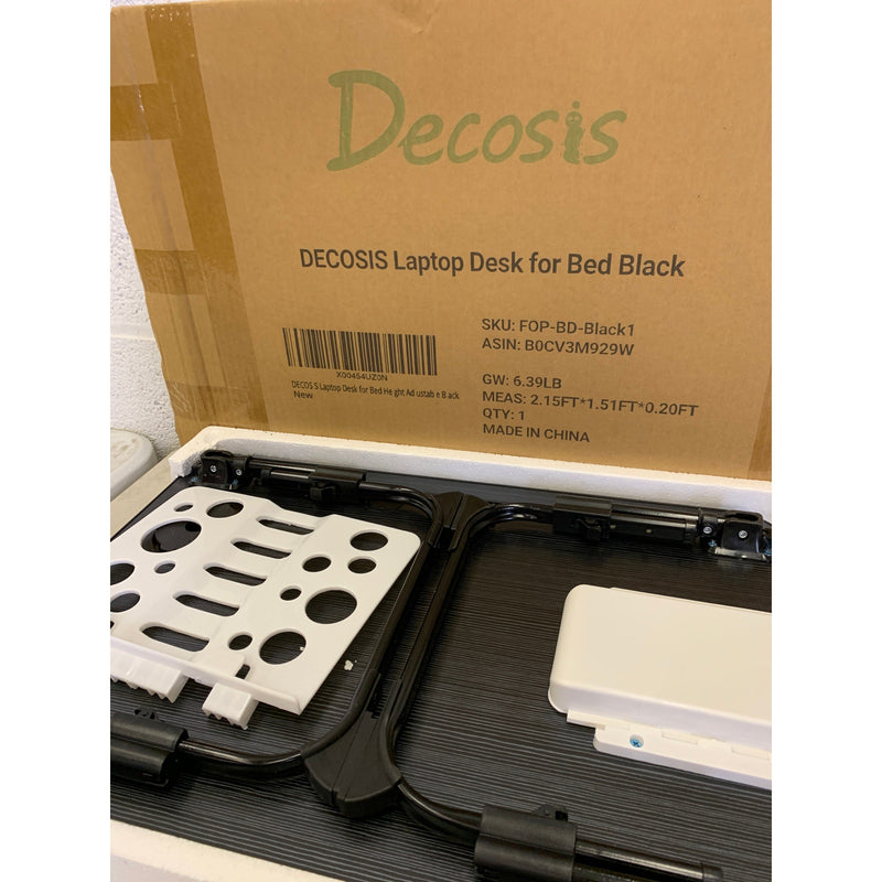 Decosis Laptop Desk for Bed Height Adjustable, Lap Bed Table, Work Top, Black