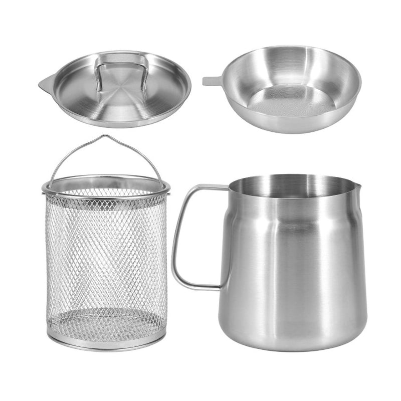Home Selection 2L Oil Strainer Pot - Stainless Steel w Filter Lid/Frying Basket