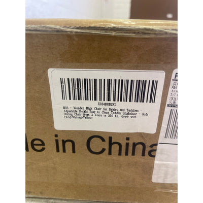 Wooden High Chair Adjustable Height Easy to Clean Highchair Dark Brown/Yellow