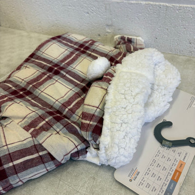 Koolaburra UGG Pet Alfie Soft Dog Pajama w Hood 20-21"Collar Red Plaid X-Large