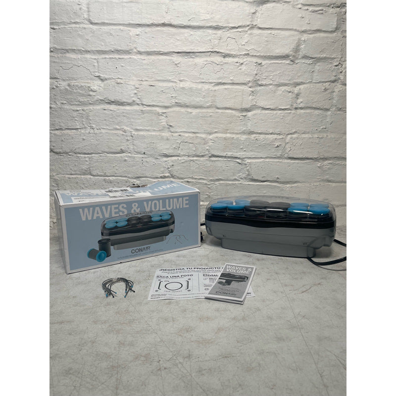 Conair Ceramic 1 1/2" & 1 3/4" Hot Rollers, Blue & Black w Wire Pins, 12 Clips