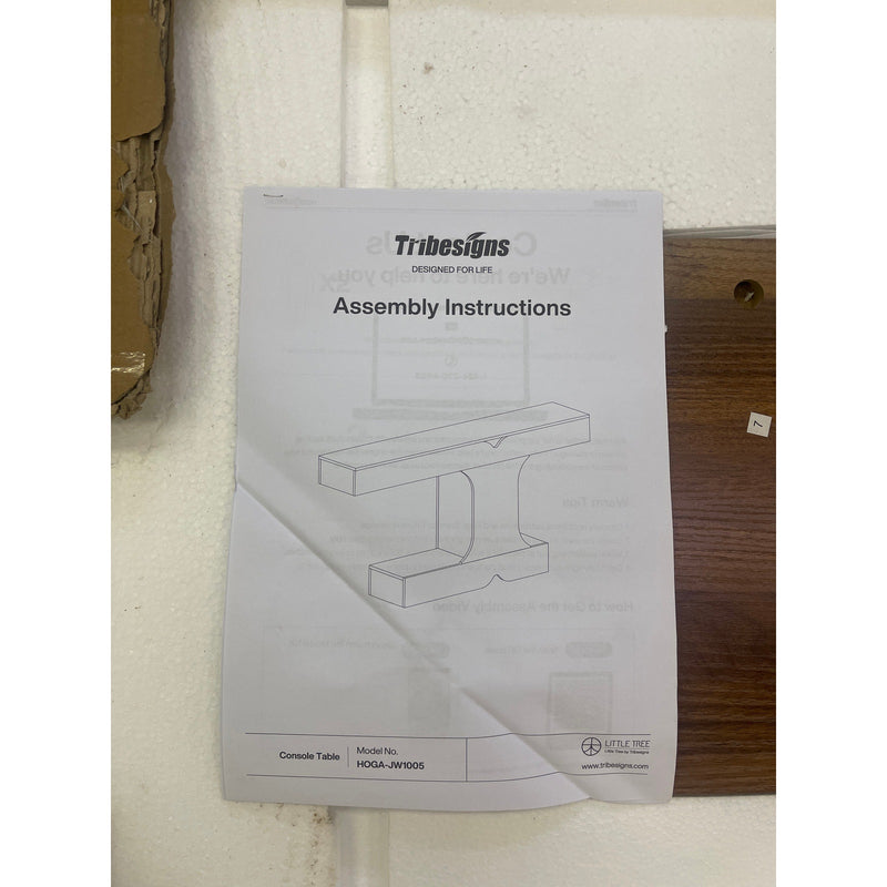 Tribesigns Offset 63" x 32" x 12" Console Table for Living Room/ Entryway, Brown