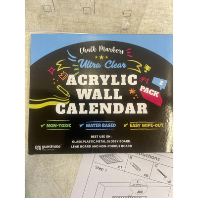 Guardmate Acrylic Wall Calendar 12" X 12" Clear Glass Calendar Whiteboard