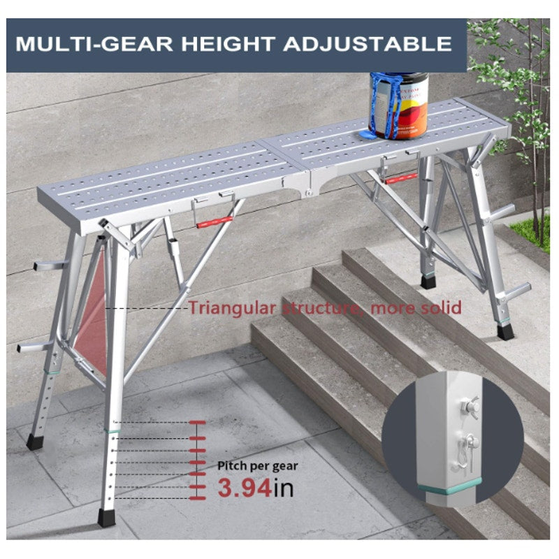 DaoLift 70.87"x9.84" Carbon Steel Scaffolding Platform CAP 660 LBS 36-57" H