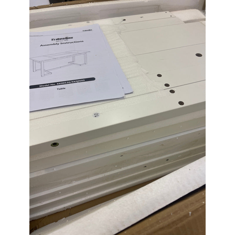 Tribesigns 63" Office Desk Executive Table w Solid Wood Legs & Desktop White