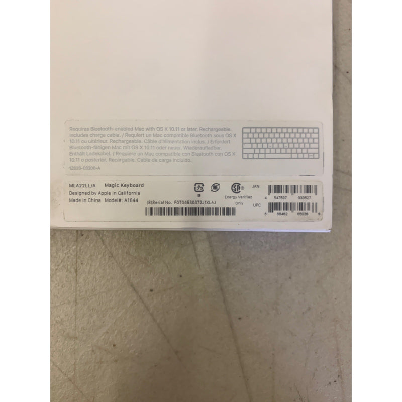 Apple Magic Keyboard - US English, Includes Lighting to USB Cable, Silver A1644