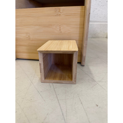 DYNAMI Bamboo Rice Dry Storage Box with Sliding Lid & Measuring Cup, Wood Color