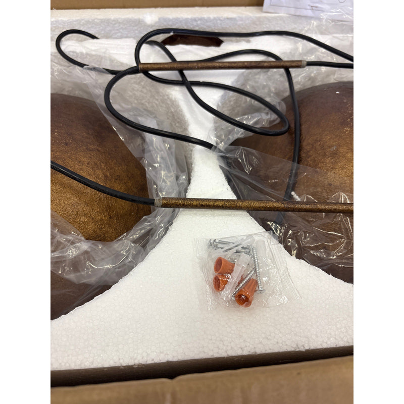 Detroit 34.25" 2-Light Dome Pendant Light Industrial Gold Hammered- Brown