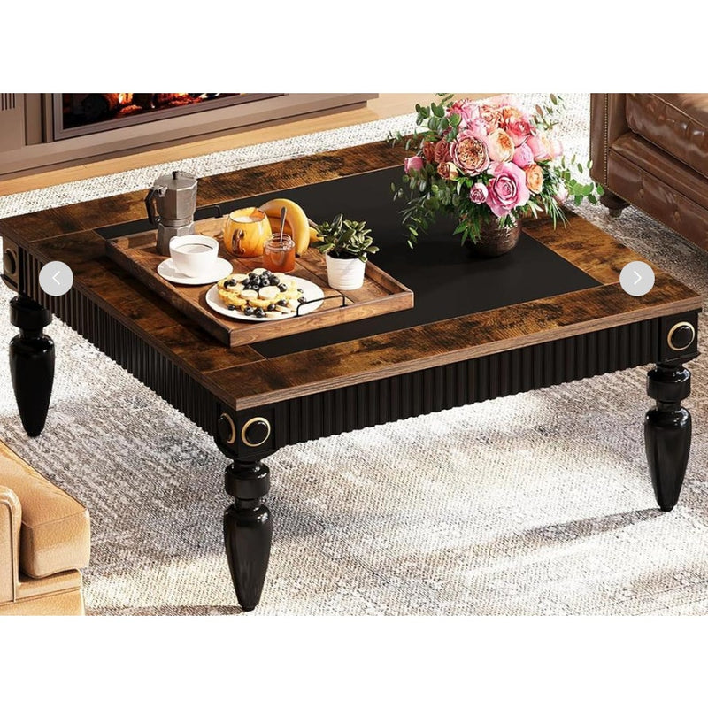 Tribesigns - 43" Coffee Table with Solid Wood Legs, Square Large Center Table