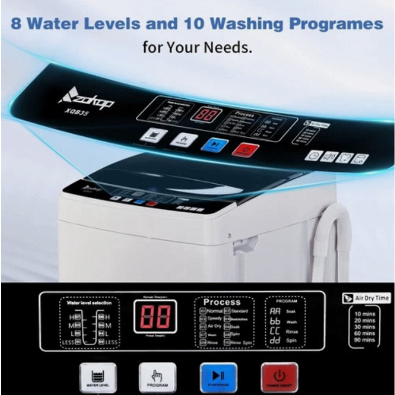 ZOKOP 15.6lbs Full Auto Washing Machine Clothing Clean Compact 260W SEE DETAILS