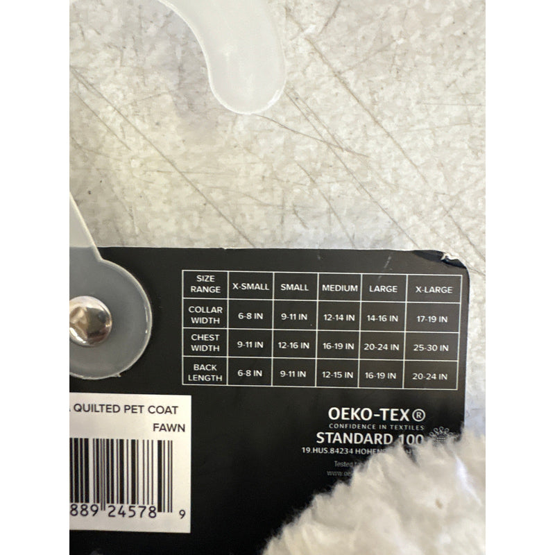 UGG Sherpa Quilted Pet Coat, Hook & Loop Straps, Soft & Cozy, Tan - Small Size