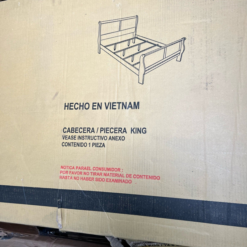 Juego de cabecero, pie de cama y barandilla con diseño de trineo King Champagne Crown Mark Louis Philip