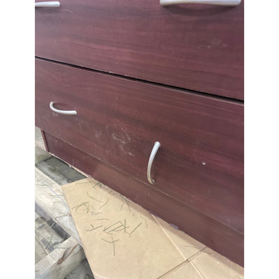 Upright Wooden Storage Cabinet with 2 Drawers 72" x 20" x 32" Red Wood Finish