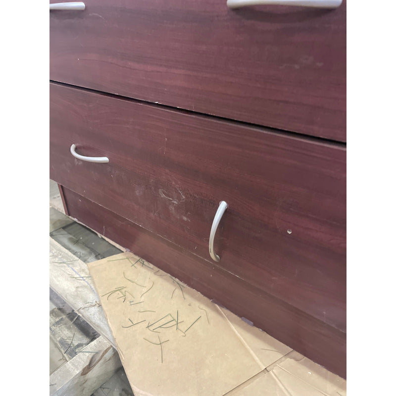 Upright Wooden Storage Cabinet with 2 Drawers 72" x 20" x 32" Red Wood Finish