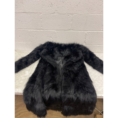 XXL Old Dird Mens Long Sleeve Fluffy Faux Fur Coat Long Soft Outter Jacket Black