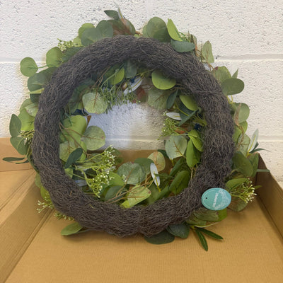 24-Inch Eucalyptus Door Wreath with Olive Leaves & Berries - Green
