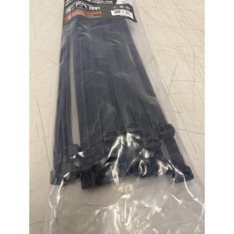 TR Industrial Ultra Heavy Duty Multi-Purpose UV Cable Ties, 22.8", 25pk - Black