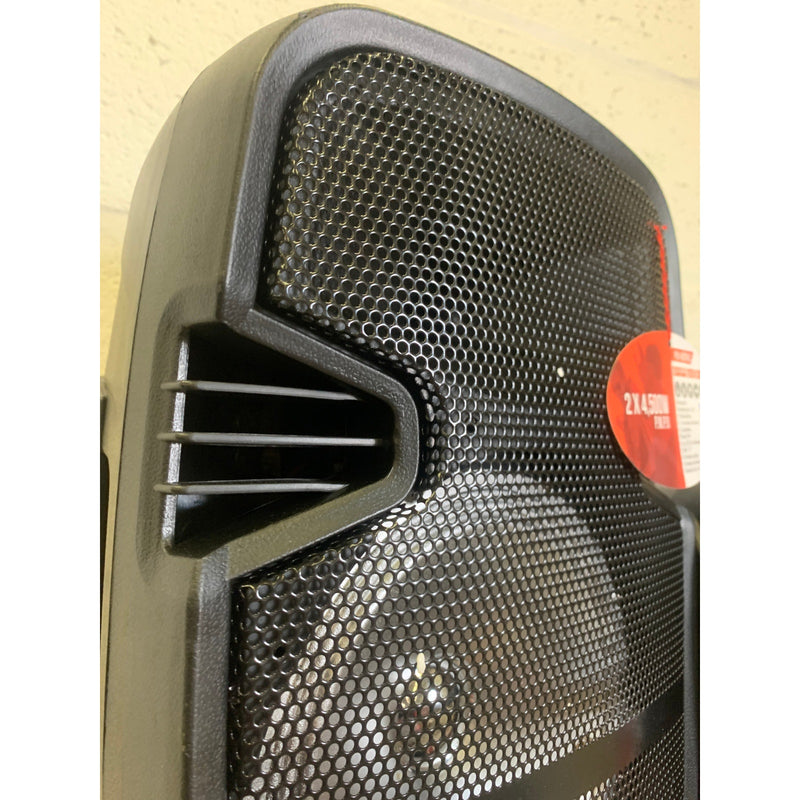 SET-of-2 QFX DUAL 8 Speaker System PA Speakers, Stands and Microphones