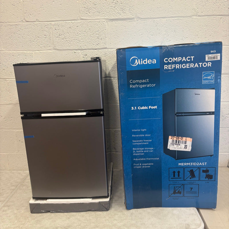 Midea 3.1 cu ft Compact Freestanding Refrigerator with Freezer, 2-Door Silver