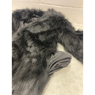 XXL Old Dird Mens Long Sleeve Fluffy Faux Fur Coat Long Soft Outter Jacket Black