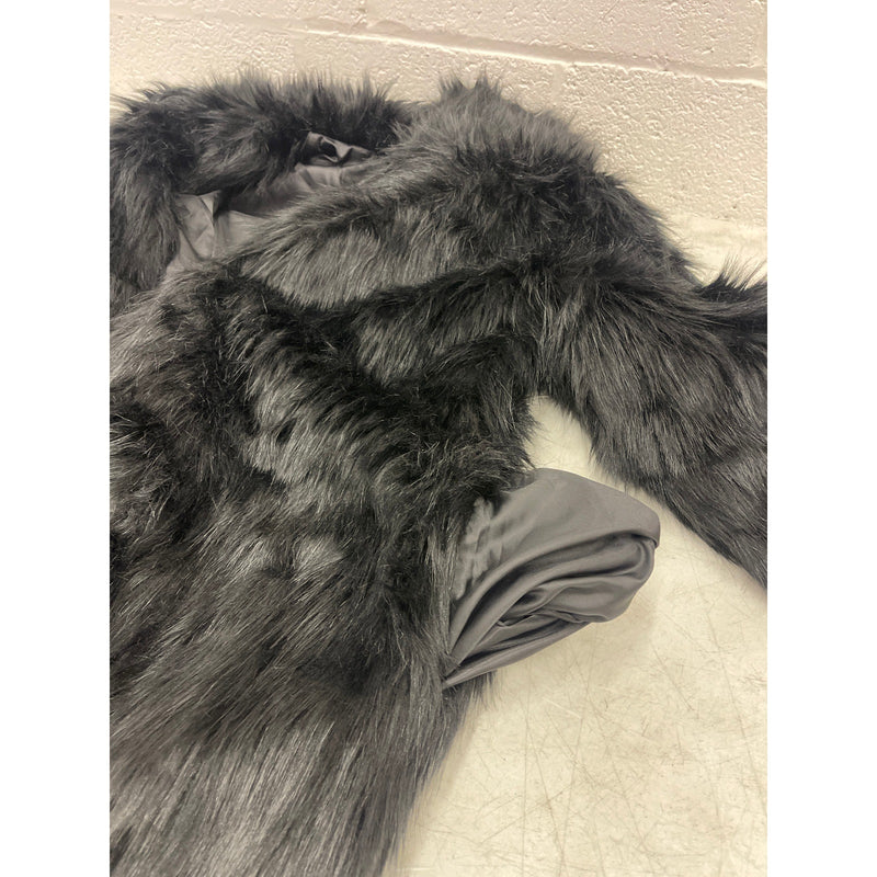 XXL Old Dird Mens Long Sleeve Fluffy Faux Fur Coat Long Soft Outter Jacket Black