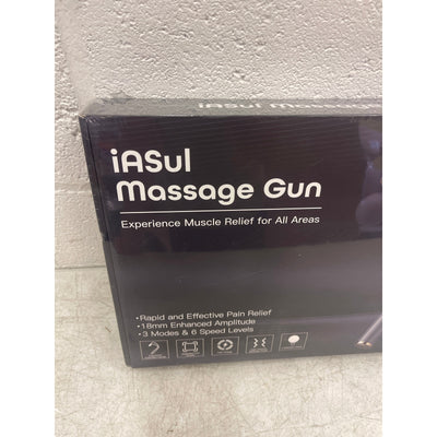 IASUI Massage Gun Extended Handle Back Massager 4 Heads, 3 Modes & 6 Speeds