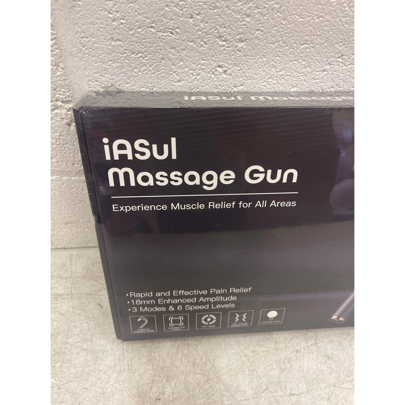 IASUI Massage Gun Extended Handle Back Massager 4 Heads, 3 Modes & 6 Speeds