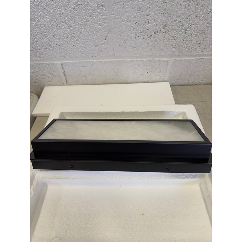 Doraimi Natural Alabaster Wall Sconce,16" x 6" LED Light Fixture - Black