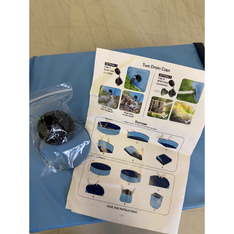 Jasonwell Foldable Dog & Pet Bath / Pool, 39.5", Blue, PVC material, Easy Drain