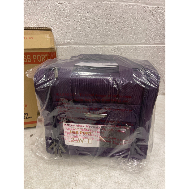 Equipaje de mano inteligente TPRC de 15" con puerto de carga USB debajo del asiento - Morado