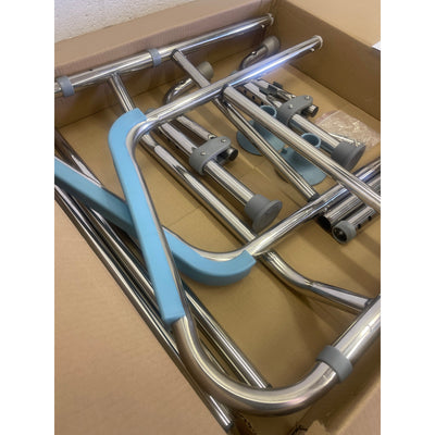 Toilet Safety Rail w Foot Rest Height Adjustable 400LB Steel Foldable & Portable