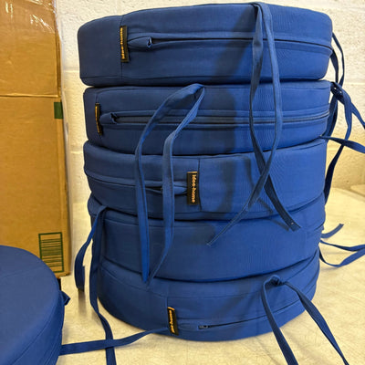 Set-of-6 idee-home Outdoor Bistro Chair Cushions, 15”x3” Thick, Round - Blue